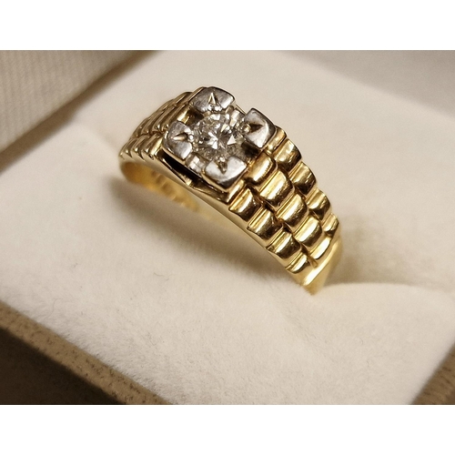 9ct Gold & Diamond Rolex Dress Ring, size R & 4.45g