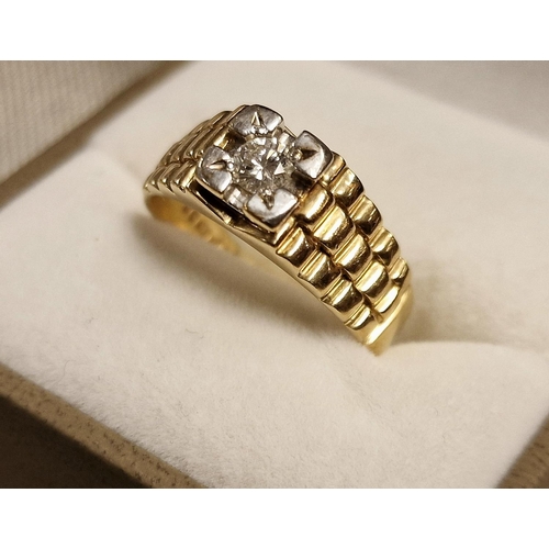 188c - 9ct Gold & Diamond Rolex Dress Ring, size R & 4.45g