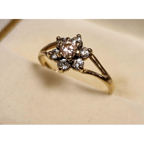 188f - 9ct Gold & Pink Zircon Dress Ring, size N