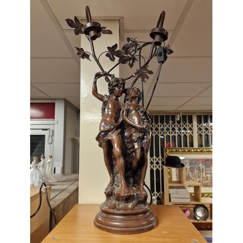 139h - Large Bronzed Classical Scene Lamp