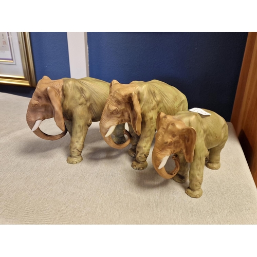 10a - Royal Dux Trio of Elephants - smallest elephant measures 4.5