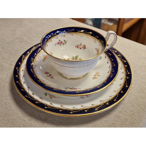 12 - Aynsley Cobalt Blue & Floral 1930's Vintage Tea Service, marked '4243' to base - approx 40 pieces