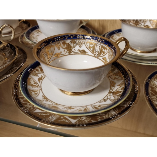 13 - Noritake 27pc Coblt Blue & Gilt Tea Service (blue backstamp) - to include a Withshaw & Robinson (Car... 