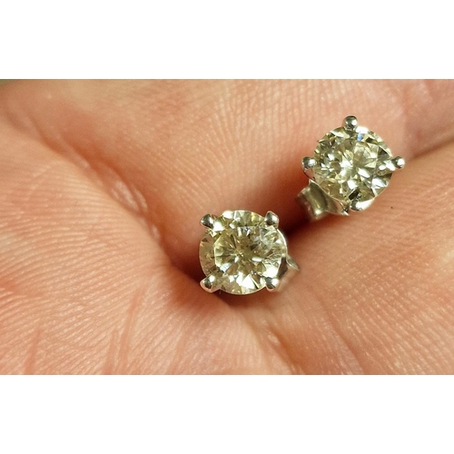 229 - 18ct White Gold Diamond Earrings Weight 1.89g - estimate carat weight per stone of 0.55ct