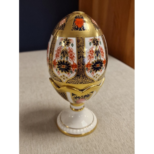 23r - Royal Crown Derby Old Imari 1128 Decorative Egg & Stand