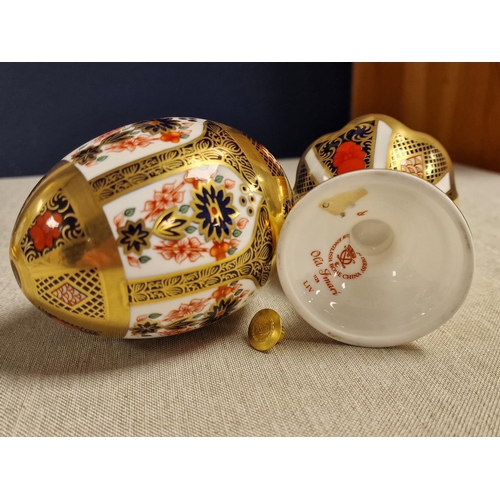 23r - Royal Crown Derby Old Imari 1128 Decorative Egg & Stand