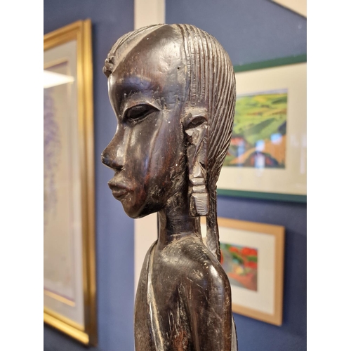 24a - African 1930's Tribal Floor Figure - Ebony Ebonised Wood, 75cm high