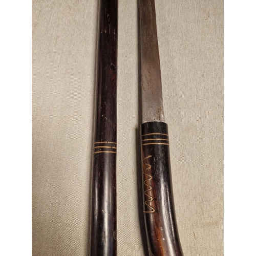 25b - African Carved Sword Stick - 1930's, blade length 45cm & stick length 85cm