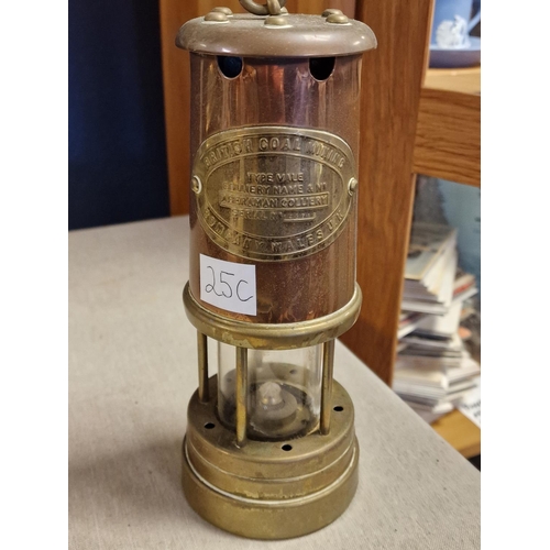 25c - Aberaman Miners Lamp - Copper & Brass, serial number 143718, 22cm high