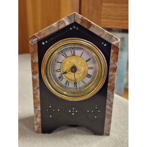 28 - British Clock Company Marble & Slate Miniature Mantel Clock