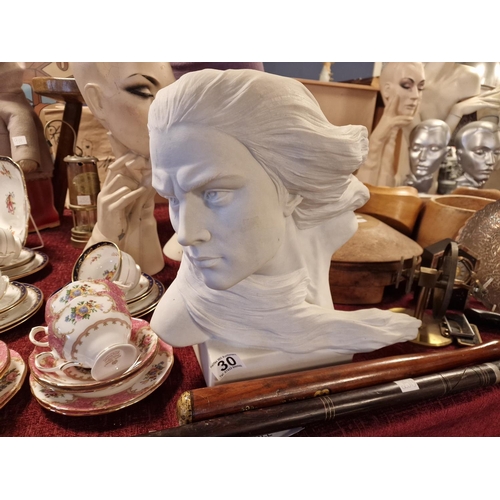 30 - Antique Carrara Marble Stone Classical Bust of a Windswept - provenance from a Halifax Based Funeral... 
