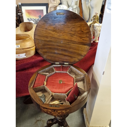 4 - Antique Pedestal Games Table, late Victorian era with a Habadashery Octagonal Storage Unit - 28.5