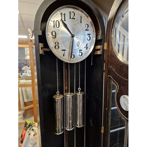 63 - Late 19th Century Antique German Made Grandfather Clock w/barometer centre - 191cm high