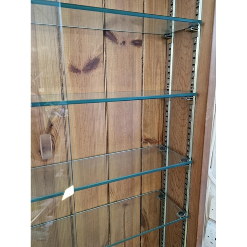 68c - Pine and Glass Shelved Display Cabinet - to be Wall-Hung or fixed to a small dresser - 94cm high x 9... 
