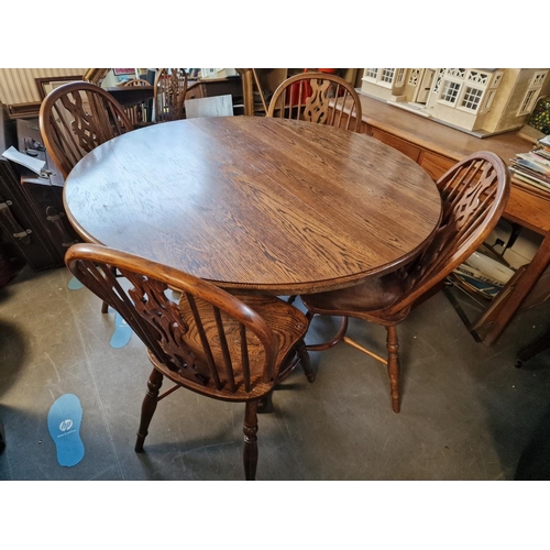 68o - Royal Oak (Grassington) Yorkshire Oak Rose Dining Table & Chairs - Table measures 122 diameter by 76... 
