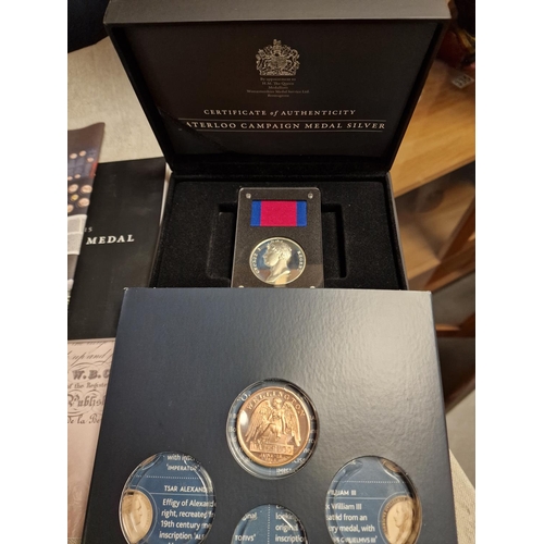 59l - Royal Mint Silver Battle of Waterloo Campaign Medal Set