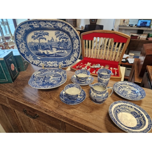 23w - Blue Willow Pattern Dinner Pottery inc Various Spode Blue Italian Wares