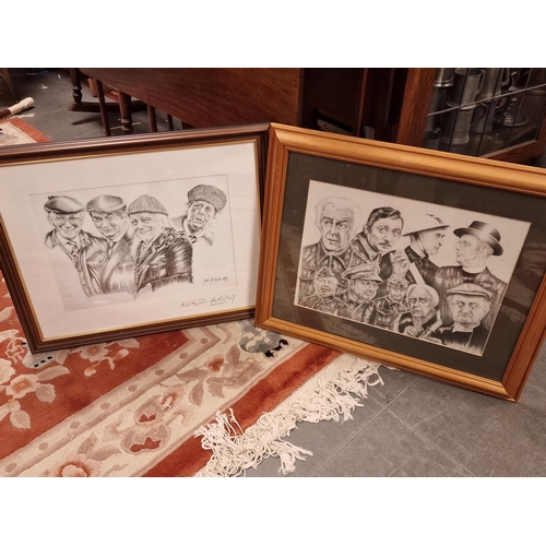 39g - Last of the Summer Wine & Dads Army Framed Pencil Sketches by Mick McBride