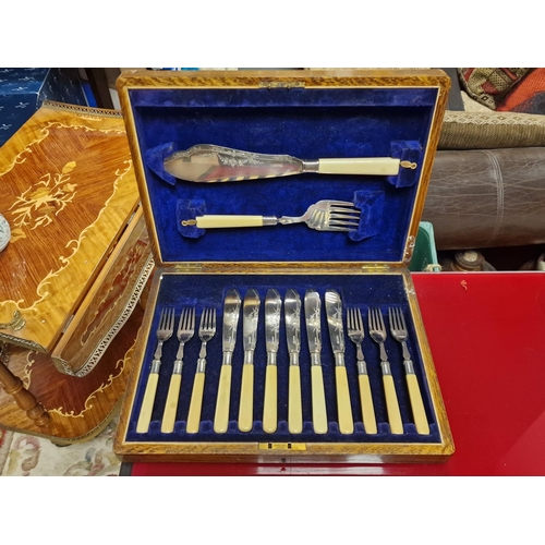 49a - Silver (Collared) Hallmarked Cased Cutlery Set