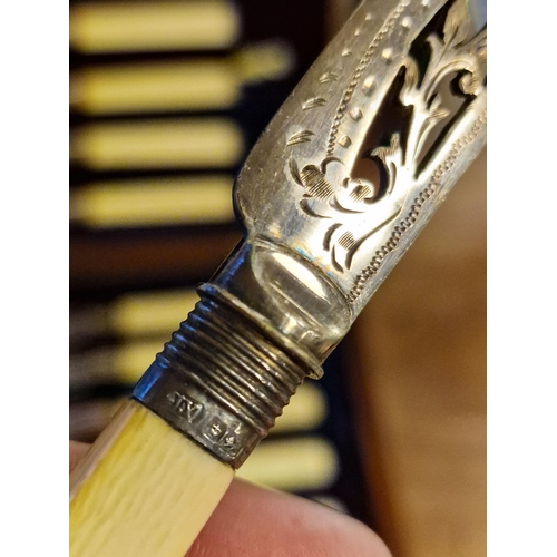 49b - Silver (Collared) Hallmarked Cased Cutlery Set