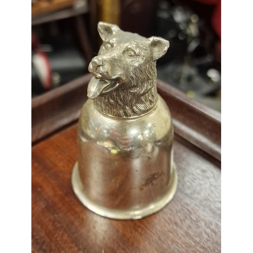 49c - Stirrup Cup with a Wolf Face - Silver Plated