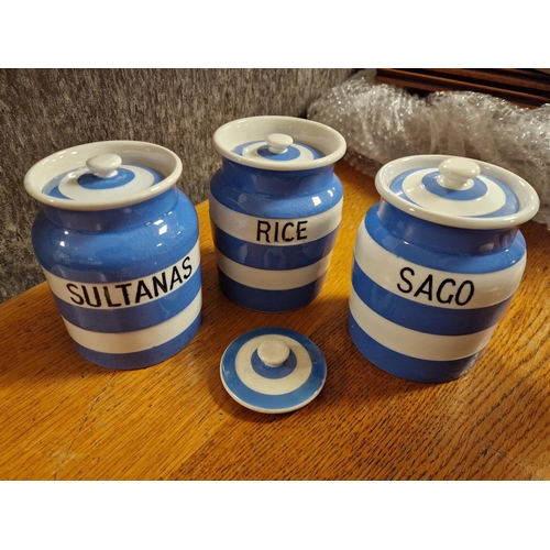 69k - TG Green Blue & White Kitchen Jar Set