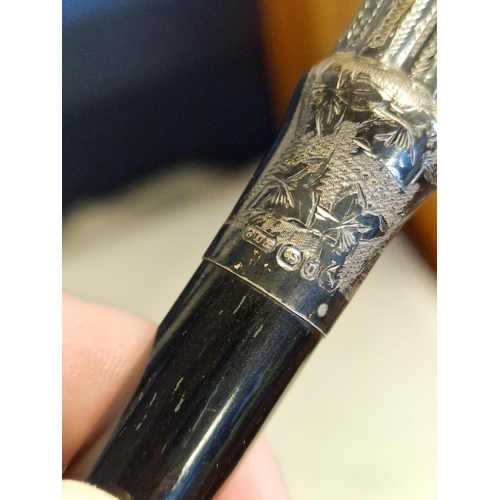 15 - Antique Swagger Stick, marked 1850 to the centre, w/Hallmarked Birmingham Silver Detail - possibly A... 