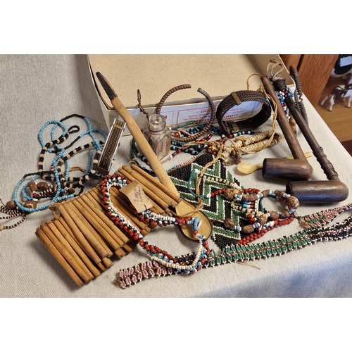 17 - African Box of Early Jewellery and Pipes