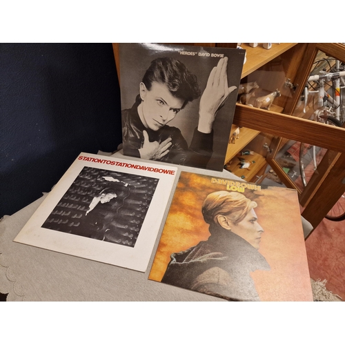 20g - David Bowie Set of Three LP Vinyl Records inc Heroes, Low & Station to Station - again well kept