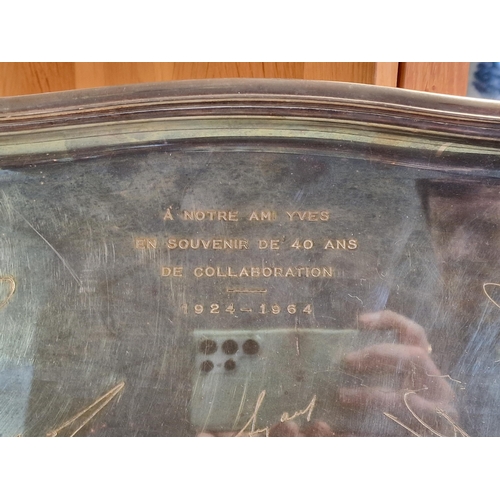 26 - 1960's Christofle Silver Plated Tray - inscribed 'A Notre Ami Yves En Souvenir de 40 Ans de Collabor... 