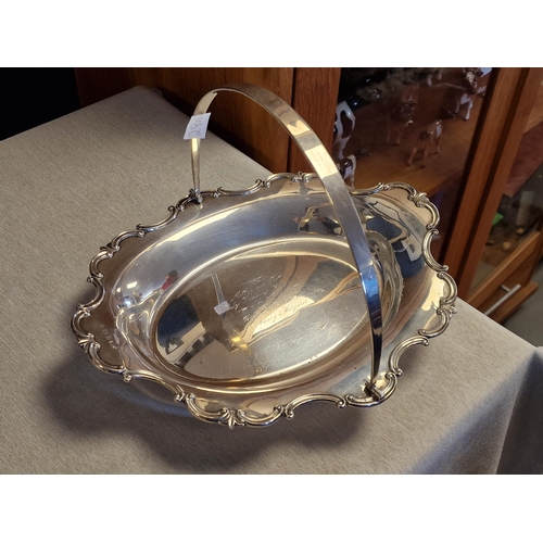 28a - Silver Birmingham Hallmarked Fruit Basket - 1933 by Joseph Gloster - 29x24.5cm - 525g