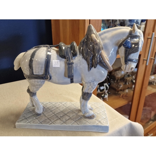 38 - Royal Copenhagen 471 Percheron Porcelain Horse - 38cm long by 29cm high