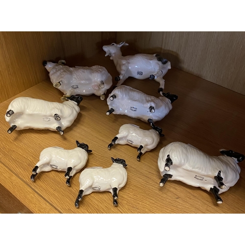 84 - Beswick Goat, 4 Sheep & Lamb