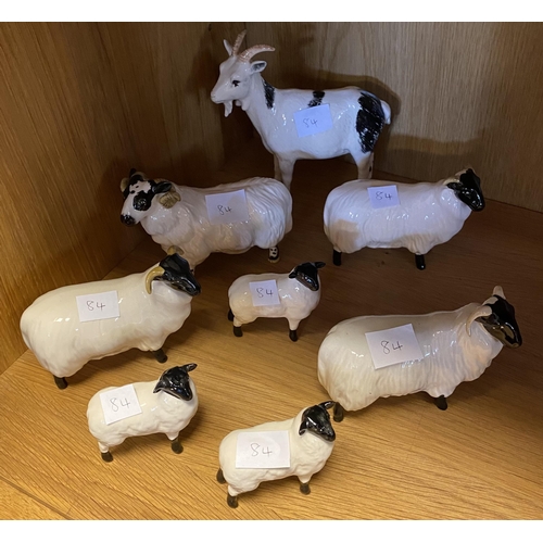 84 - Beswick Goat, 4 Sheep & Lamb