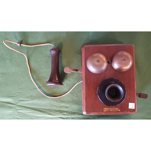 12 - Antique Telephone, Wall Mounted by Peel Conner Telephone Works of Coventry