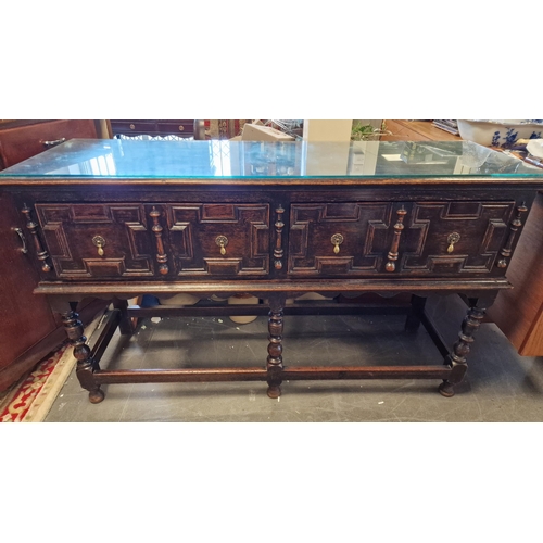 263 - Antique Late Victorian Glass Topped Sideboard