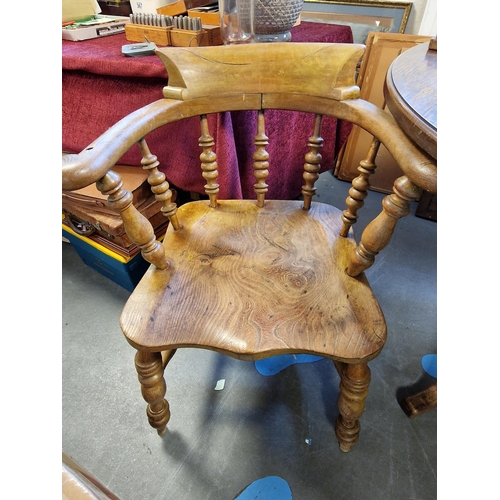 266 - Vintage Oak Captains Chair - stripped wood