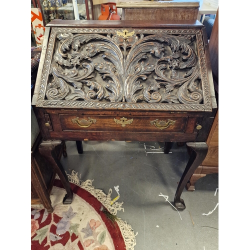 269 - Victorian Carved Queen Anne Leg Bureau