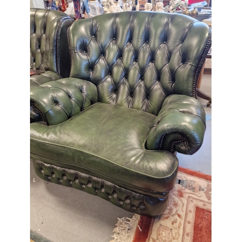 276 - Chesterfield Green Leather Armchair - 86x92x100cm