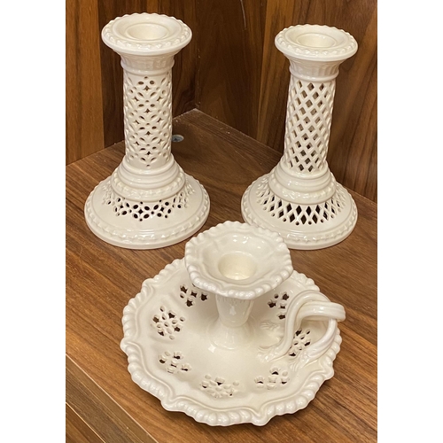 260j - Boxed Royal Creamware Swinton Candlestick & Mexborough Candlestick Both 18cm and Wee Willie Winkie C... 