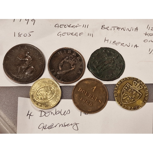 145g - Coins - George III Hibernia & Britannia and Other Antique 18th & 19th Century Coins inc Spade Guinea... 