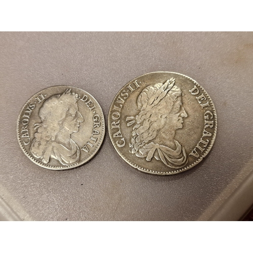 145k - Silver Coins - Charles II 1663 and 1676 Silver Coins - 44.2g