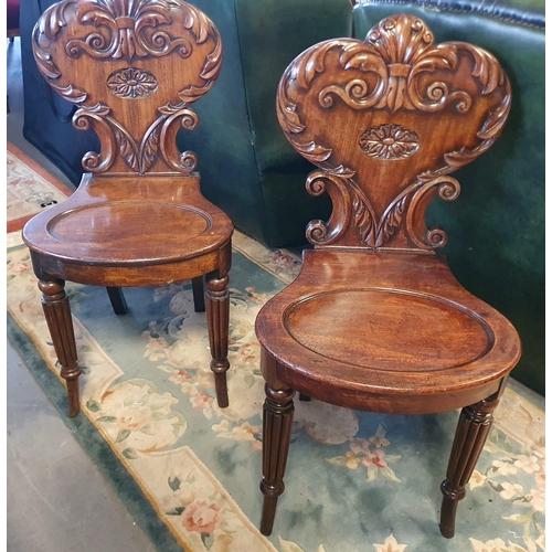 279c - Antique Mahogany Hall Chair Pair