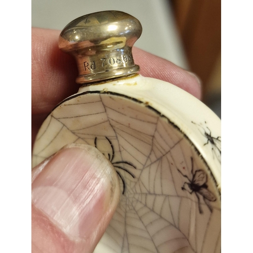 44a - Samson Mordan & Co 1887 Spider & Fly Antique Scent Bottle