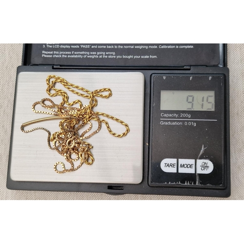 101 - 9ct Gold Bracelet & Chain Trio - 9.15g combined