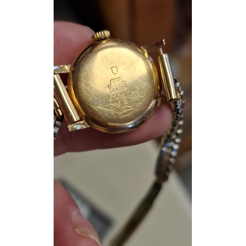 120 - 18ct Gold CYMA Vintage Swiss Cocktail Watch inc flexi/plated strap - 18.05g