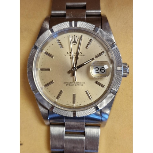 122b - Rolex Oyster Datejust Champagne Dial (34mm) Designer Wrist Watch - boxed w/all paperwork and the wat... 