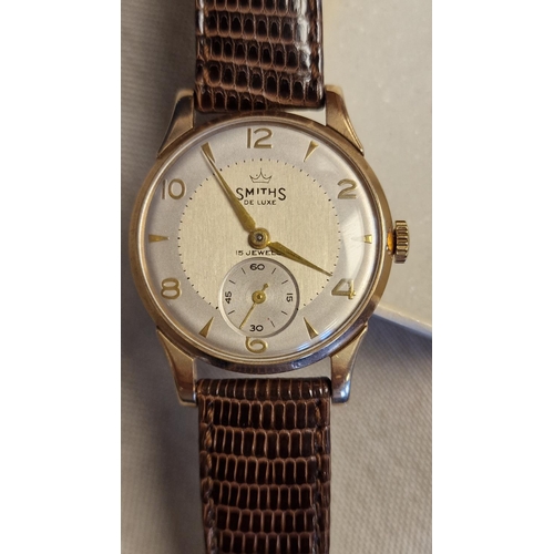 122e - 9ct Gold Smiths De Luxe Wrist Watch - 29.65g - gifted to the owner for service to The Rover Group - ... 