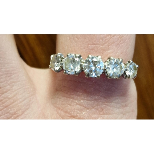 123 - 18ct Gold & Five Diamond Vintage Dress Ring - size S and roughly 1.6ct worth of diamonds across the ... 