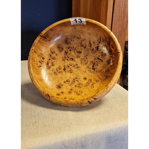 13 - Rare Burr Oak Wood-Turned Bowl, by Bob Chapman - 22cm diameter